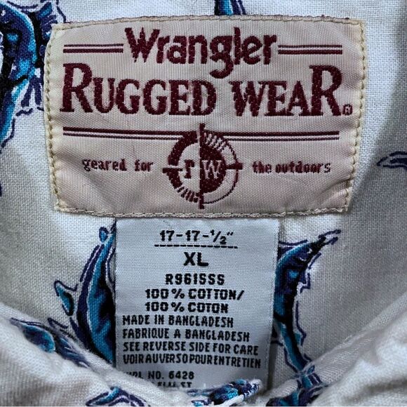 Wrangler Rugged Wear Men’s Short-Sleeve Button-Down – Sailfish Print – Size XL - Picture 4 of 8